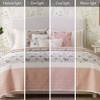 Sapphtopaz 6 Piece Bedding Quilt Set Floral Print Pattern Contrasting Colors Reversible Quilt Set with Throw Pillows - 4 of 4