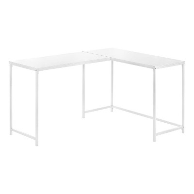 Monarch Specialties Computer Desk Home Office Corner 58InchL L Shape Work Laptop Metal Laminate White Contemporary Modern