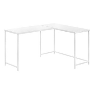 Monarch Specialties Computer Desk Home Office Corner 58InchL L Shape Work Laptop Metal Laminate White Contemporary Modern - 1 of 4