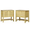 Rattan Nightstand with 2 Doors and Storage Shelf, Boho Bedside Narrow Side Table for Bedroom - 2 of 2