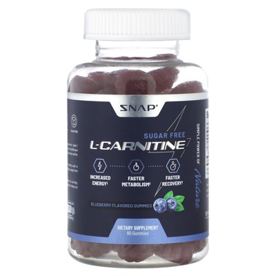Snap Supplements L-Carnitine Gummies, Sugar Free, Blueberry, 60 Gummies (250 mg per Gummy)