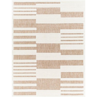 Mark & Day Cawker 6'7"x9' Rectangle Woven Indoor and Outdoor Area Rugs Brown: Geometric Stripes, Stain-Resistant, Modern Decor