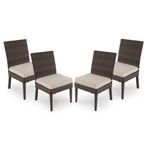 Halsted 4pk All Weather Wicker Patio Dining Chair Tan