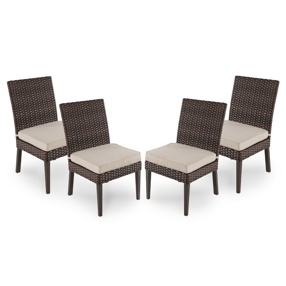 Halsted 4pk All-Weather Wicker Patio Dining Chair - Tan - Threshold was $449.99 now $224.99 (50.0% off)