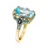 Ross-Simons 8.25 Carat Sky Blue Topaz and .50 ct. t.w. Sapphire Ring With .30 ct. t.w. London Blue Topaz and .13 ct. t.w. Blue Diamonds in 14kt Yellow - 2 of 3