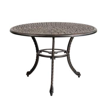 Kinger Home 41-inch Patio Outdoor Dining Table, Round Outdoor Dining Table, Aluminum Patio Furniture, Bronze