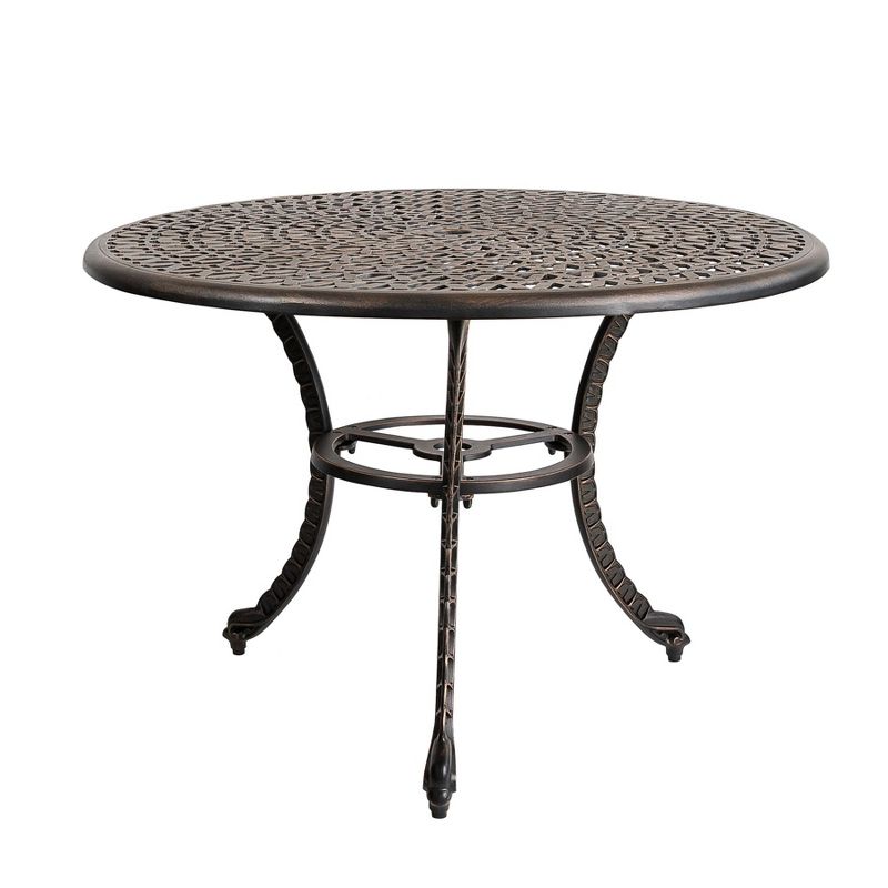 Kinger Home 41-inch Patio Outdoor Dining Table, Round Outdoor Dining Table, Aluminum Patio Furniture, Bronze, 1 of 10