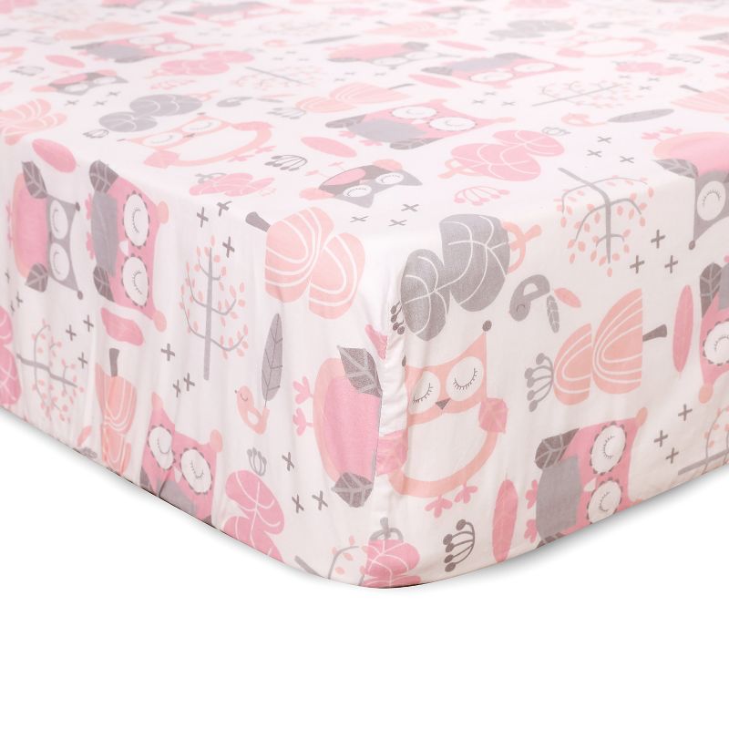 Night Owl Pink 5-Piece Crib Bedding Set - Levtex Baby, 4 of 8