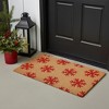 HomeRoots 17" X 29" Brown And Red Christmas Snowflake Outdoor Coir Door Mat - 2 of 4