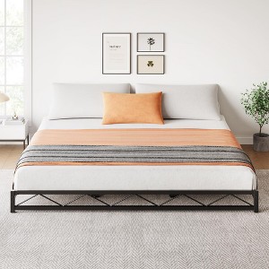 Whizmax 6 Inch Metal Platform Bed Frame with Wavy Pattern, Steel Slat Support, Mattress Foundation and No Box Spring Needed, Easy Assembly, Black - 1 of 4