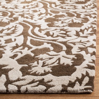 Ivory and Brown Hand-Tufted Wool Area Rug