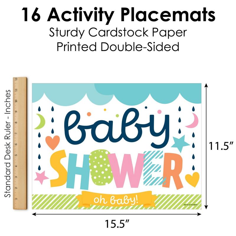 Big Dot of Happiness Colorful Baby Shower - Paper Gender Neutral Party Coloring Sheets - Activity Placemats - Set of 16, 5 of 8