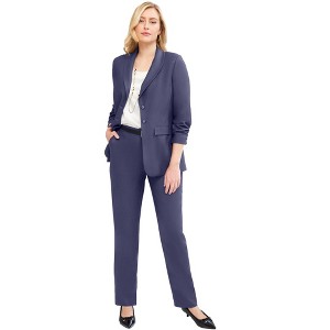 Jessica London Women's Plus Size 2-Piece Stretch Crepe Single-Breasted Pantsuit - 1 of 4