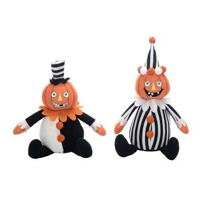 Transpac Plush Circus Jack-O-Lantern Sitter Set of 2 Halloween Home Decorations