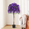 Tangkula 53" Artificial Azalea Tree Faux Floral Plant w/ Red Azalea Flowers Nursery Pot - 2 of 4