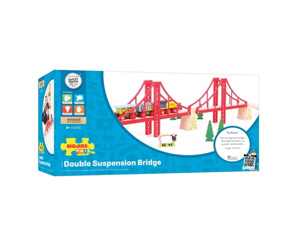 Bigjigs Rail Double Suspension Bridge Wooden Railway Train Set Accessory
