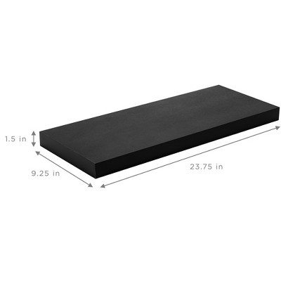 Black Faux Wood Floating Wall Shelves Set of 2