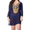 HAPPY BAY Women's Loose Swimwear Mini Dress Holiday Beachwear Swim Suit Summer Short Bathing Suits Swimsuit Cover Ups 8-12 Blue Solid - 4 of 4