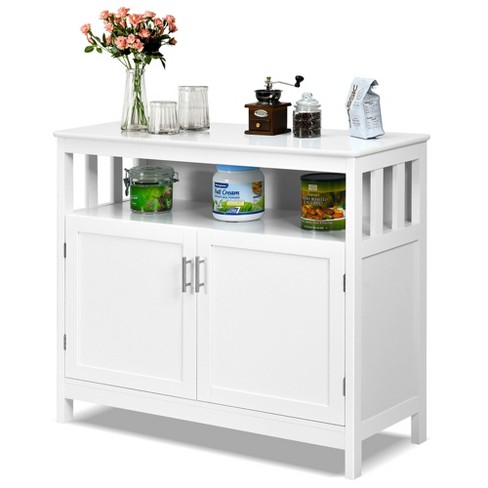 Costway Tall Storage Cabinet Kitchen Pantry Cupboard With Tempered Glass  Doors & Shelves White : Target