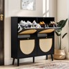 KTMBDW Natural Rattan 4 Flip Door Shoe Cabinet Organizer Freestanding, Modern Shoe Rack Storage Organizer for Entryway, Closet, Hallway - 3 of 4