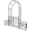 Lorna 79.5''x86.6''Arch Metal Garden Trelli, Flower Support Tiered Planters for Climbing Plants with Gate, Outdoor Furniture - The Pop Home - 3 of 4