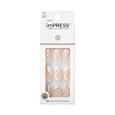 KISS Products imPRESS Press-On Fake Nails - Medium Almond - On My Mind - 33ct