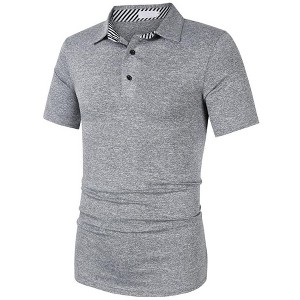 Collared Shirts for Men,Quick Dry Short-Sleeve Polo, Golf Polo Shirt Moisture Wicking Plain Tshirts - 1 of 4