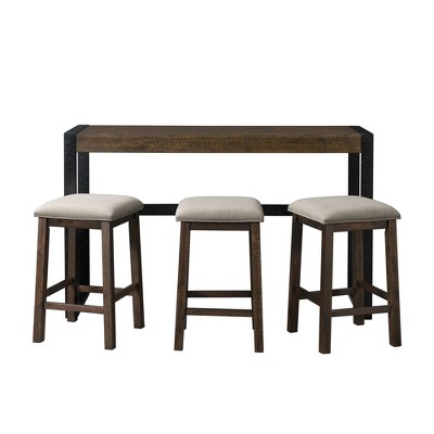 Enrico 60'' Black and Brown Transitional Bar Table Set with USB Ports