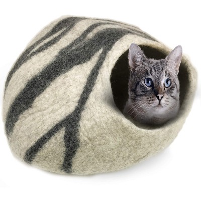 Iprimio Natural Wool Eco-friendly Cat & Kitten Cave Bed - Gray : Target