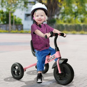 Whisen Kids’ Riding-on Tricycle with Ergonomic Seat, Removable Front Wheel, Bell and Mudguard, Indoor/Outdoor Riding Toy Gift - 1 of 4