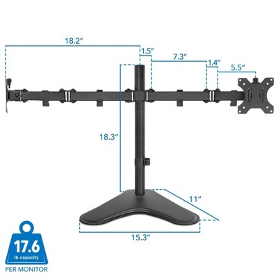 Black Dual Monitor Desk Stand with Adjustable Arms