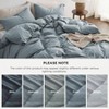 100 Washed Cotton Duvet Cover, Queen, Dusty Blue, Set of 3 - 3 of 4