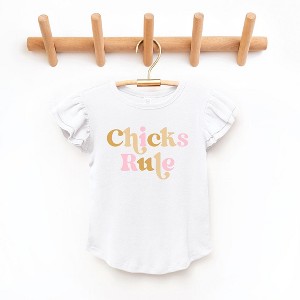 The Juniper Shop Chicks Rule Colorful Toddler Flutter Sleeve Tee - 1 of 2