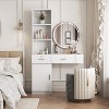 Gulches White Modern Simple Hair Desk, W39.76×D13.19×H66.93, Multi-Layer Large Storage, 2 Drawers, 3 Desktop Round Holes - 3 of 4