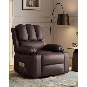 22'' Leather Recliner Chair for Adults, Overstuffed Manual Recliner Chair, Single Sofa with Cup Holder and Side Pockets - 1 of 4