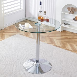 Sapphtopaz Round Dining Table Tempered Glass Kitchen Table Dining Room Table with Metal Pedestal Base for Dining Room, Small Spaces - 1 of 4