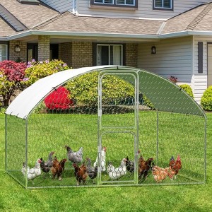 Large Metal Chicken Coop, Heavy Duty Chicken Pen, Walk-in Poultry Cage Hen House with Waterproof and Anti-UV Cover for Outdoor Backyard Farm Use - 1 of 4