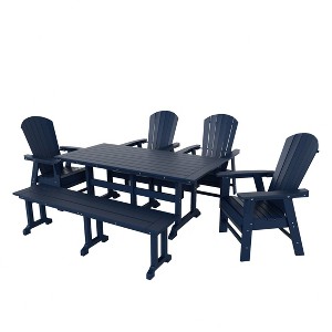 WestinTrends 6 Piece Outdoor Patio Dining Table and Armchair Dining Bench Set - 1 of 4