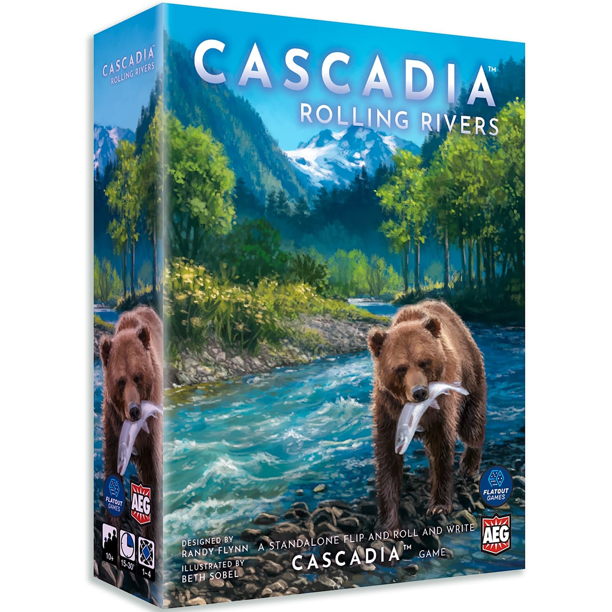 AEG: Cascadia: Rolling Rivers - Puzzly Flip-Roll-Write Board Game, Ages 10+