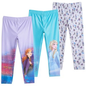 Disney Frozen Anna Elsa Toddler Girls 3 Pack Leggings Frozen 3T - 1 of 4