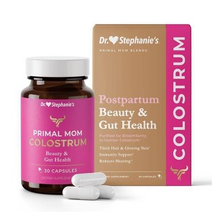 Dr. Stephanie’s Primal Moms Purified Colostrum Supplements for Gut, Skin, Hair and Immune Support - 30ct - 1 of 4
