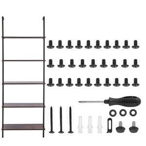 VEVOR Ladder Shelf, 5-Tier Bookshelf 24x11.8in, Open Wall-Mounted Ladder Shelf with Metal Frame,Storage Rack Sundries Holder, Black - 1 of 4