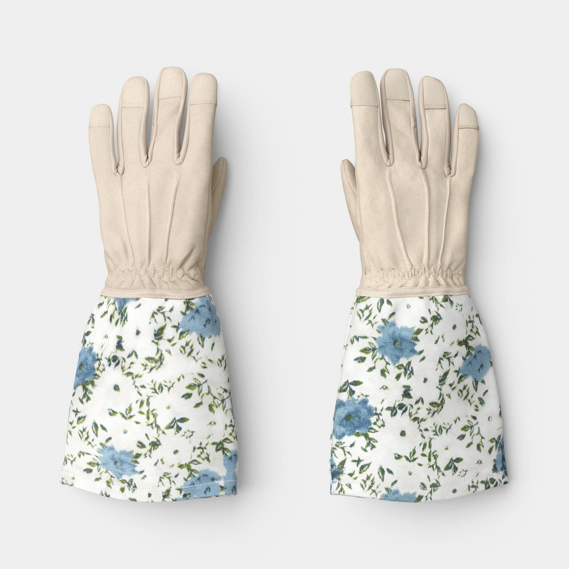 Duck Canvas Long Cuff Rose Picker Floral Ikat Blossom Work Gloves One Size Khaki - Threshold™