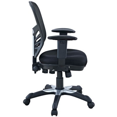 Black Mesh and Fabric Swivel Office Chair with Adjustable Arms