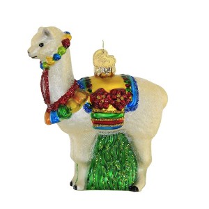 Old World Christmas 3.5 Inch Festive Alpaca Ornament South America Tree Ornaments - 1 of 3