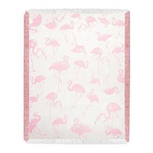Tropical Flamingo Toss Pink Rayon Throw – 48x60 Inch Lightweight by Manual Woodworkers and Weavers - 1 of 3