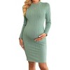 Ekouaer Maternity Dress Mock Turtleneck Pregnancy Dress Rib Knit Stretchy Bodycon Baby Shower Dress - 4 of 4