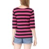 INSPIRE CHIC Women's Elbow Sleeves Boat Slim Fit Casual Stripe Animal Print Multi Floral Pattern T-Shirt - 3 of 4