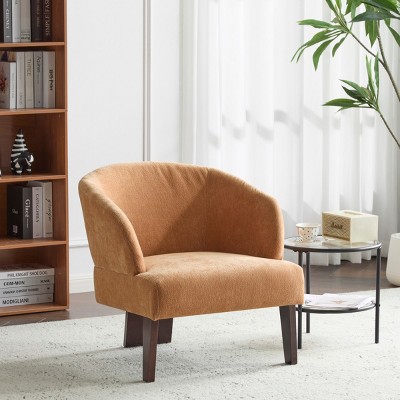 Modern Barrel Accent Chair with Curved Back,Upholstered Lounge Chair for Living Room or Bedroom,Mid Century Small Space Seating–Maison Boucle