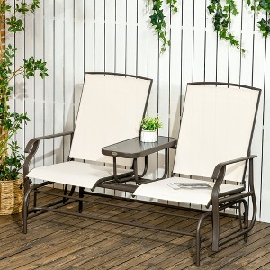Maggift Patio Accent Chairs, Outdoor Chair, Park Love Seat with Breathable Sling Fabric for Lawn, Garden and Porch, Beige, 58.25"*32"*39.25" - 1 of 4